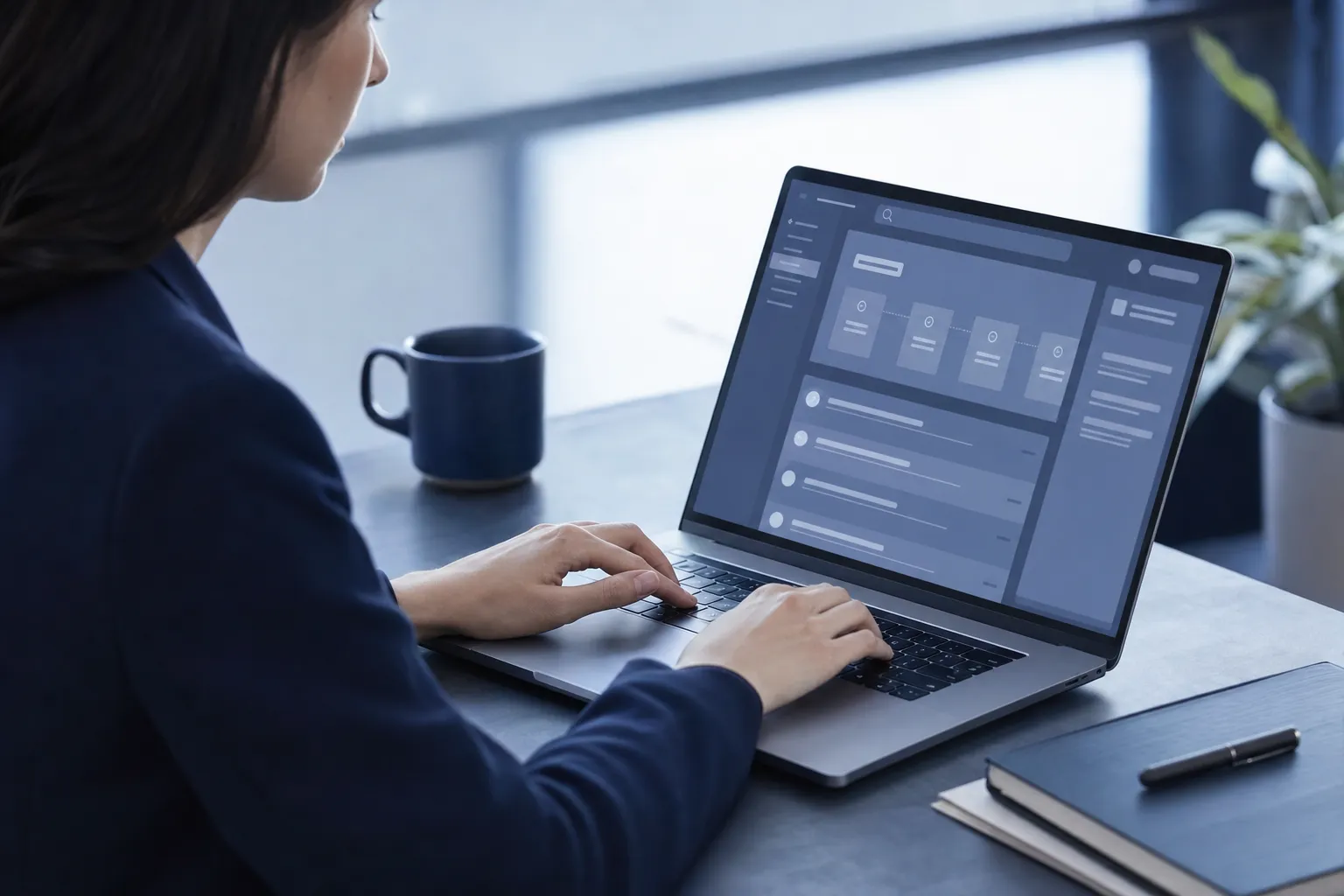 A professional capturing a work process into a searchable knowledge tool.